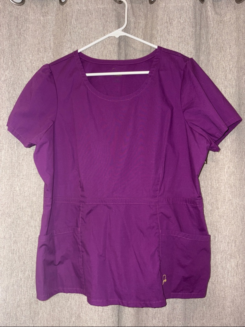 Jaanuu Women's Short Sleeve Medical peplum scrub Top in Plum